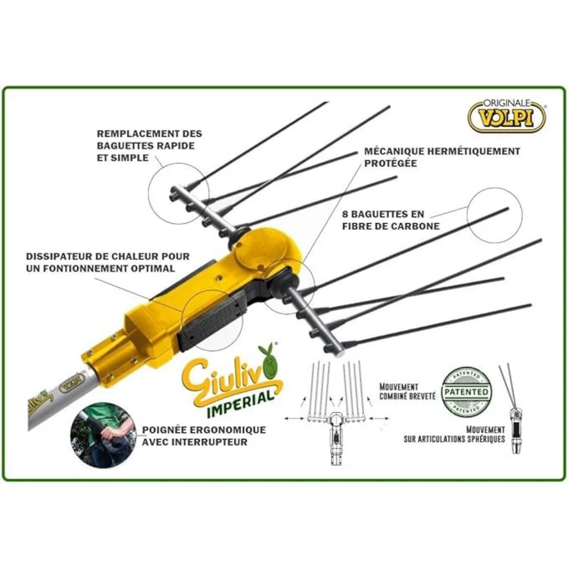 VOLPI Electric Olive Comb Giulivo Imperial