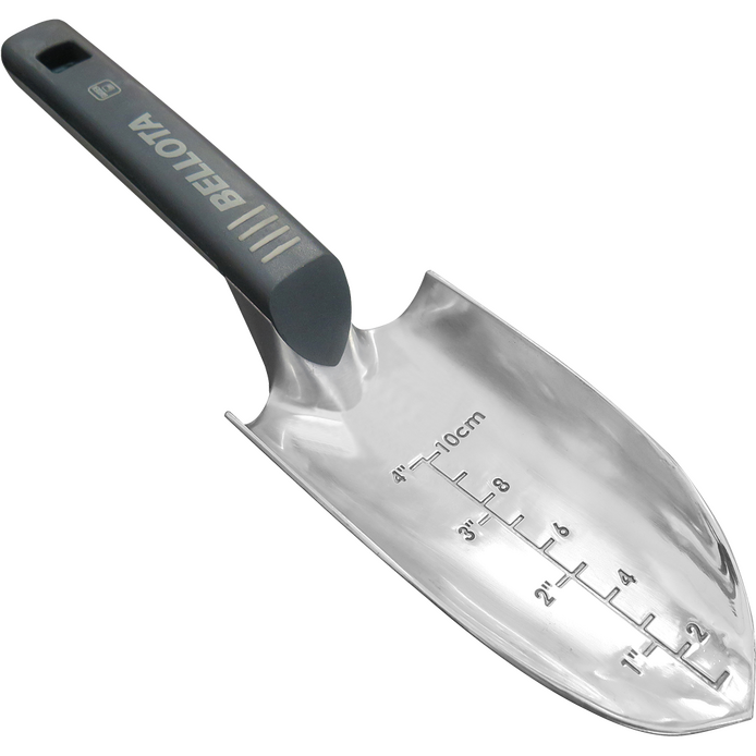 Wide aluminum trowel with a short handle with a working width of 80mm